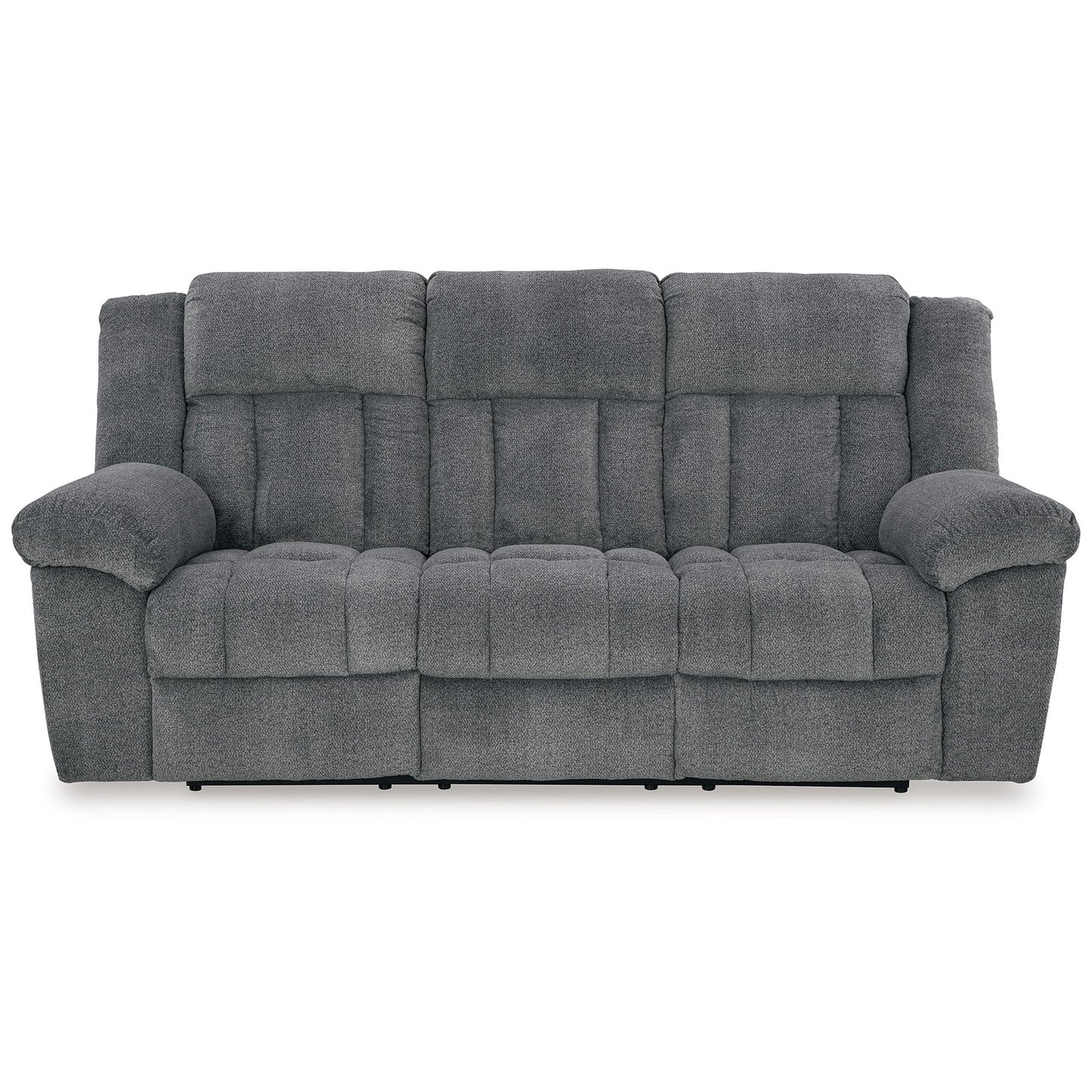 Kendy Power Recliner Sofa, Adjustable Headrest, Gray Polyester 91 Inch