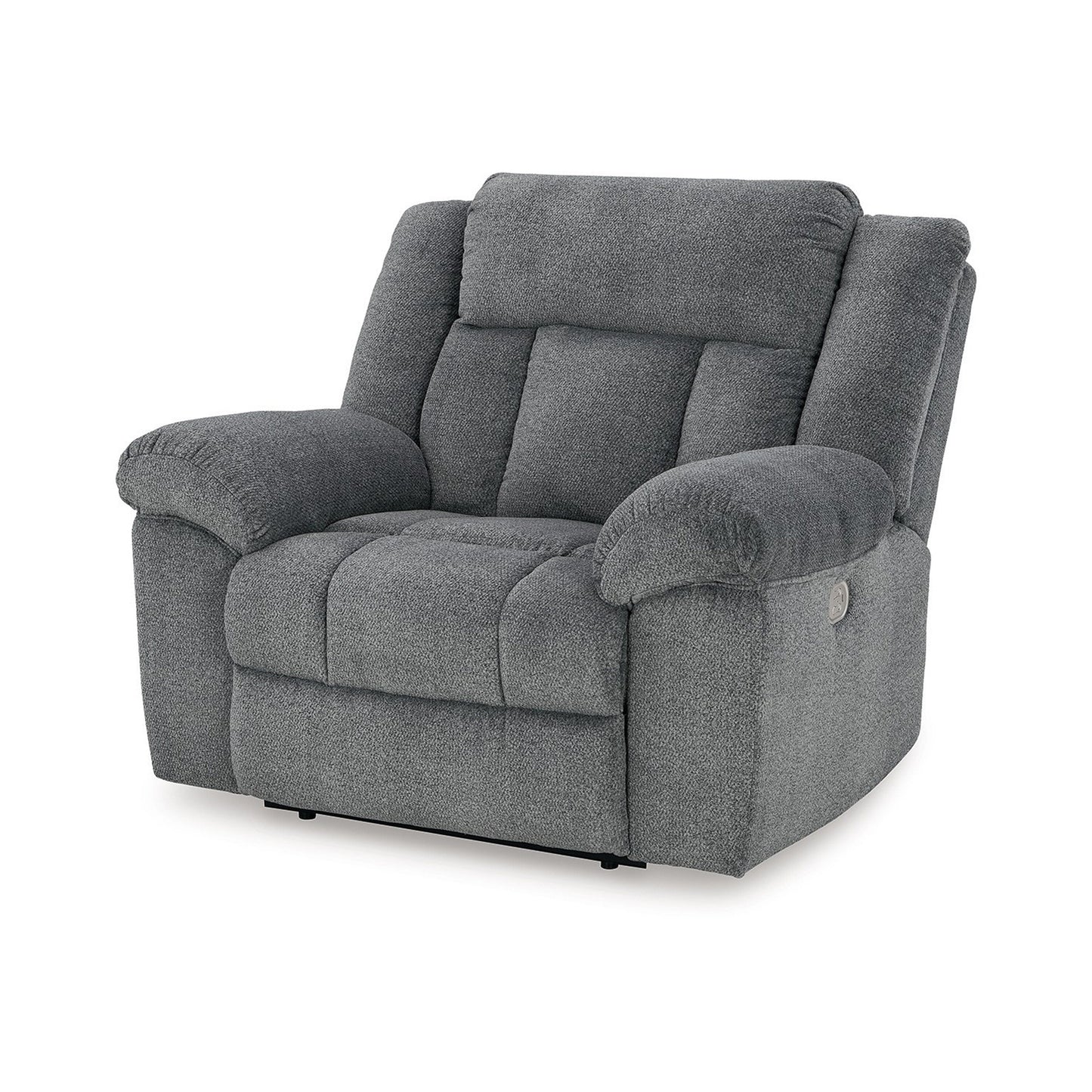 Kendy Power Recliner with Adjustable Headrest, Slate Gray Polyester