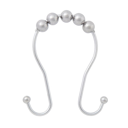 Kenney Beaded Roller Shower Curtain Double Hooks, Set of 12