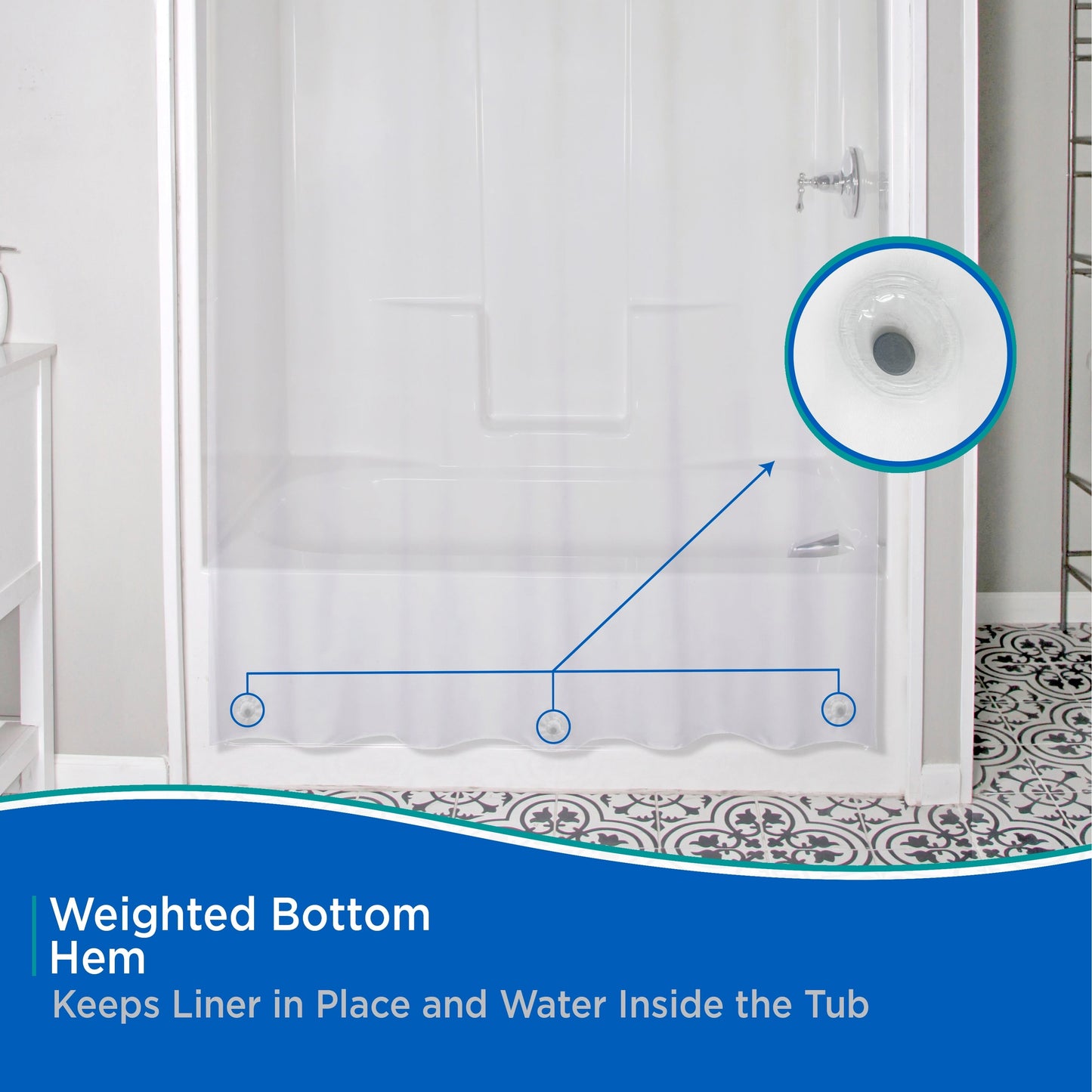 Kenney Medium Weight PEVA Shower Curtain Liner, 70 W x 72 H, 2-Pack