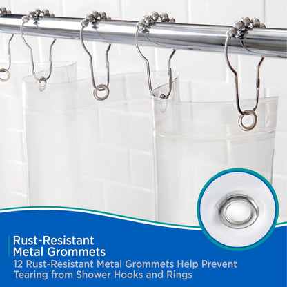 Kenney Medium Weight PEVA Shower Curtain Liner, 70 W x 72 H, 2-Pack