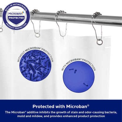 Kenney Microban Protected Heavyweight PEVA Shower Liner, 70 W x 72 H
