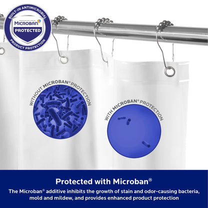 Kenney Microban Protected Heavyweight PEVA Shower Liner, 70 W x 72 H