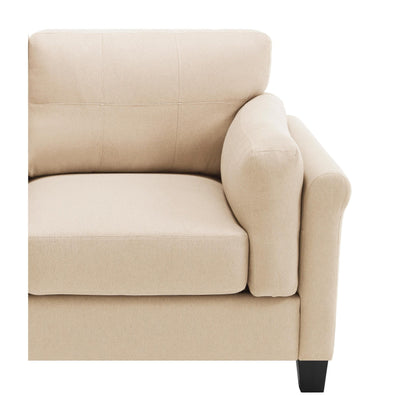 Khaki Button Tufted Linen 3-seater Sofa with USB Ports