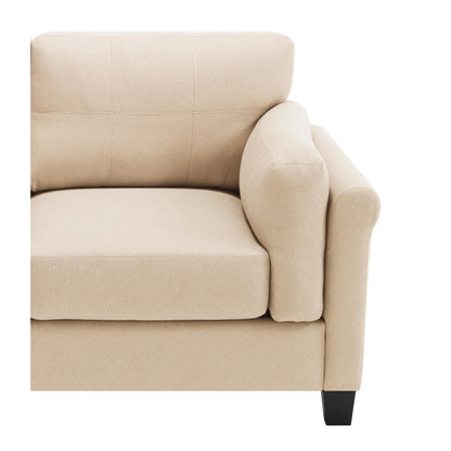 Khaki Modern 79 Button Tufted Linen Upholstered 3-seater Sofa with 2 USB Ports and Solid Square Plastic Foot