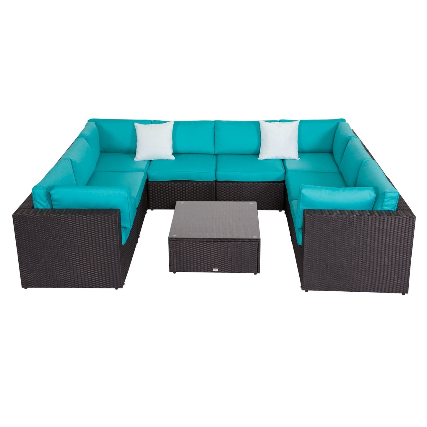 Kinbor 9-piece Outdoor Furniture Patio Sectional Sofa All-weather Rattan Wicker Chat Set w/Cushions Patio Indoor