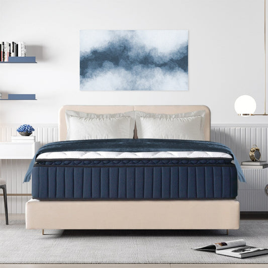 King Size- 14 Plush Pillow-Top Memory Foam Edge Support Pocket Spring Premium Hybrid Mattress