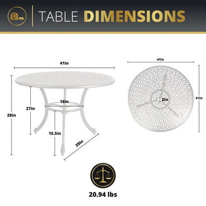 Kinger Home Harmon 5-Piece Cast Aluminum Outdoor Dining with Cushions - 41-Inch