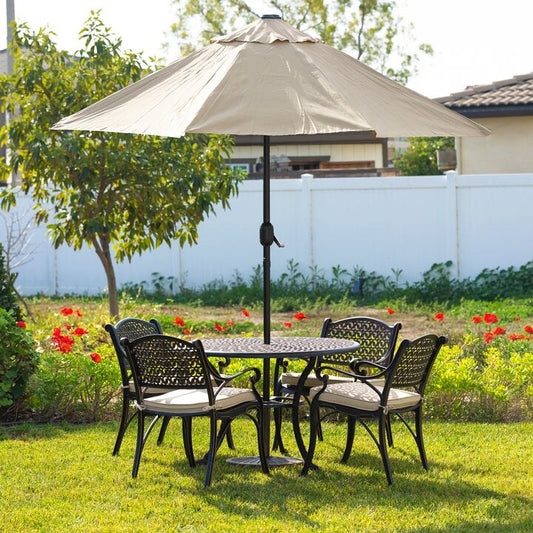 Kinger Home Harmon 5-Piece Cast Aluminum Outdoor Dining with Cushions - 41-Inch