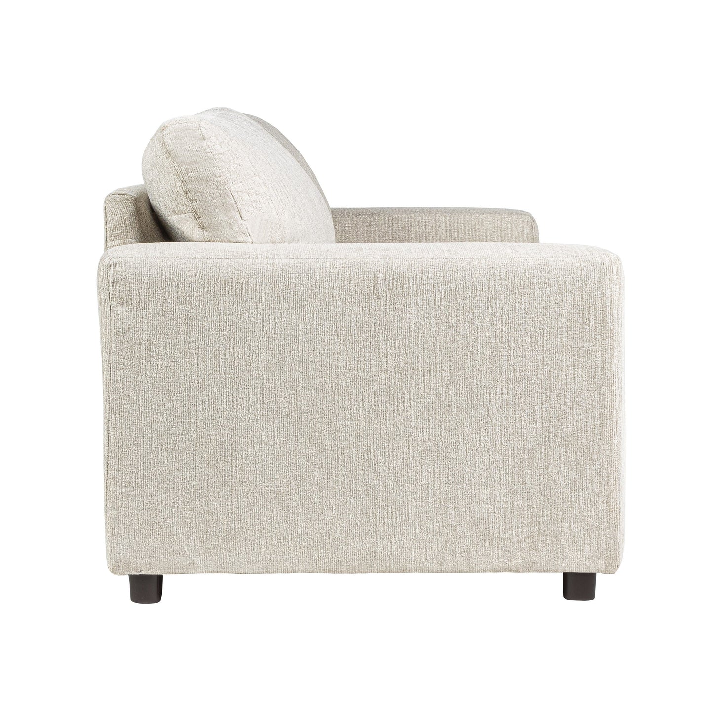Kiono Sofa, Soft Beige Polyester Cushions, Black Solid Wood 85 Inch