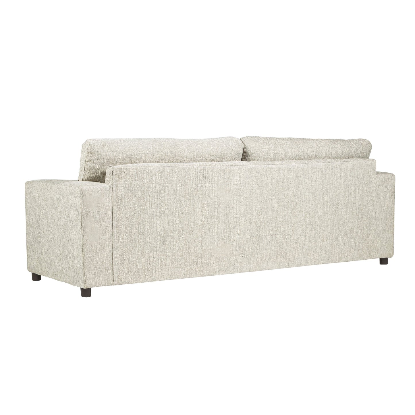 Kiono Sofa, Soft Beige Polyester Cushions, Black Solid Wood 85 Inch