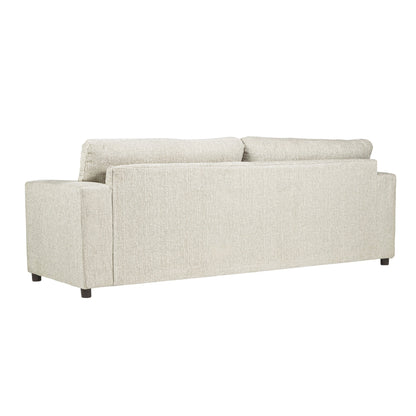 Kiono Sofa, Soft Beige Polyester Cushions, Black Solid Wood 85 Inch