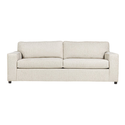 Kiono Sofa, Soft Beige Polyester Cushions, Black Solid Wood 85 Inch