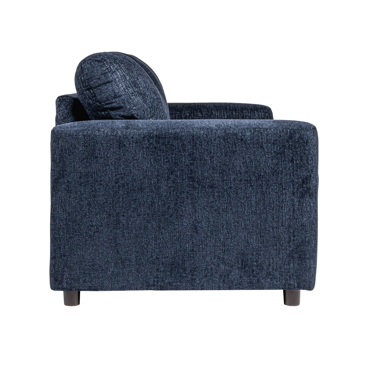 Kiono Sofa, Soft Blue Polyester Cushions, Black Solid Wood 85 Inch