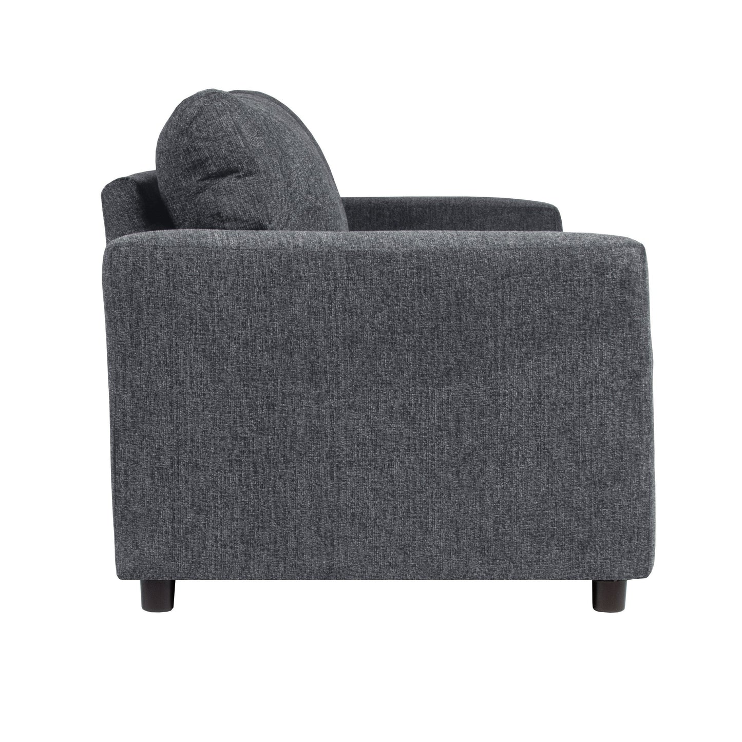 Kiono Sofa, Soft Gray Polyester Cushions, Black Solid Wood 85 Inch