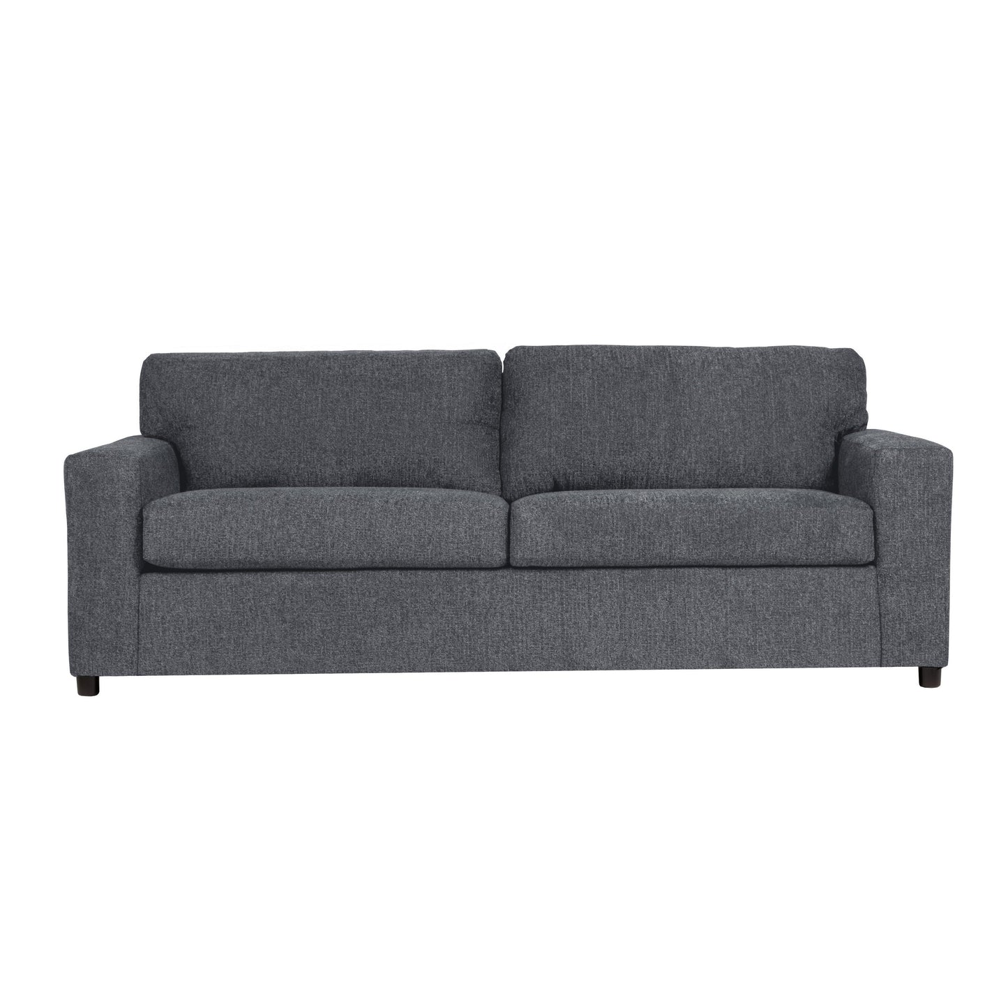 Kiono Sofa, Soft Gray Polyester Cushions, Black Solid Wood 85 Inch