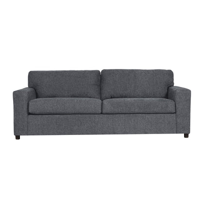 Kiono Sofa, Soft Gray Polyester Cushions, Black Solid Wood 85 Inch