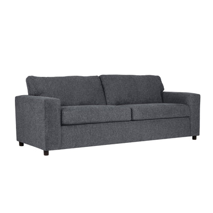 Kiono Sofa, Soft Gray Polyester Cushions, Black Solid Wood 85 Inch