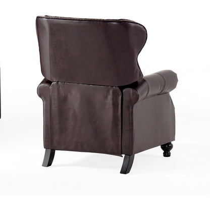 Kir Manual Recliner Chair, Rich Tufted Back Dark Brown Faux Leather
