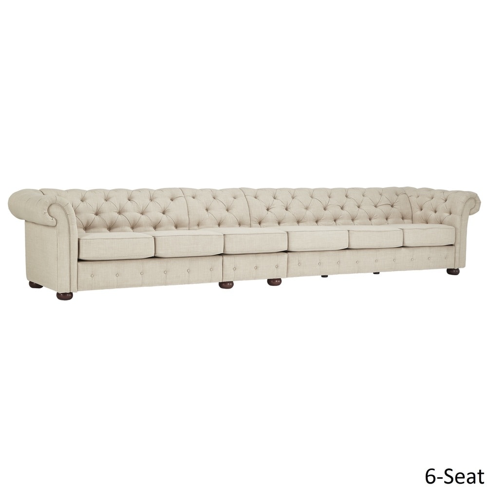 Knightsbridge Beige Linen Tufted Chesterfield Modular Sofa by iNSPIRE Q Artisan