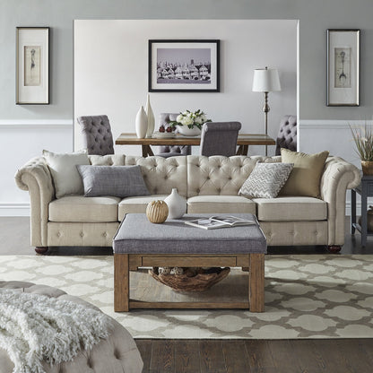 Knightsbridge Beige Linen Tufted Chesterfield Modular Sofa by iNSPIRE Q Artisan
