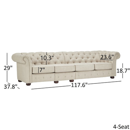 Knightsbridge Beige Linen Tufted Chesterfield Modular Sofa by iNSPIRE Q Artisan
