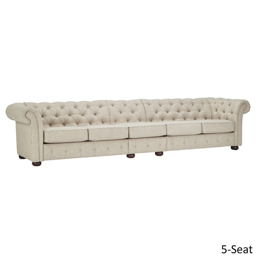 Knightsbridge Beige Linen Tufted Chesterfield Modular Sofa by iNSPIRE Q Artisan