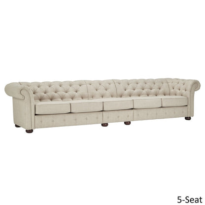 Knightsbridge Beige Linen Tufted Chesterfield Modular Sofa by iNSPIRE Q Artisan