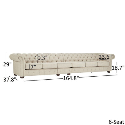 Knightsbridge Beige Linen Tufted Chesterfield Modular Sofa by iNSPIRE Q Artisan