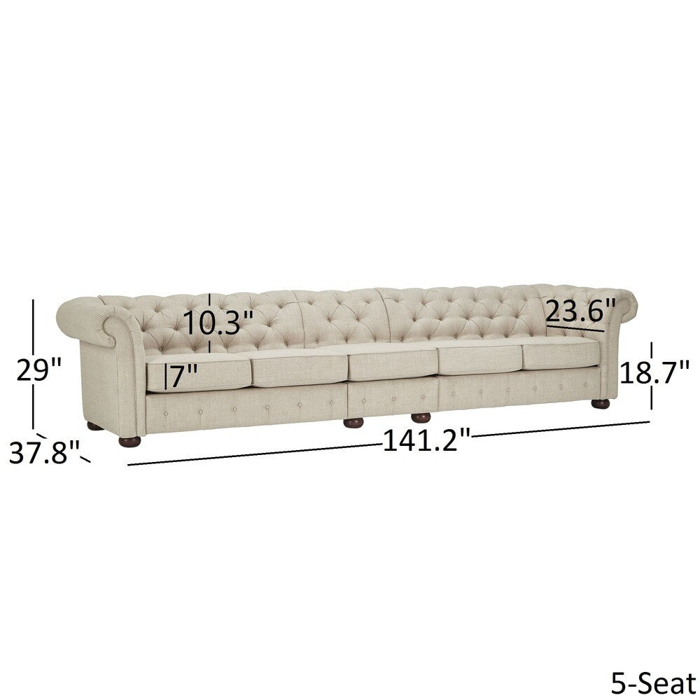 Knightsbridge Beige Linen Tufted Chesterfield Modular Sofa by iNSPIRE Q Artisan