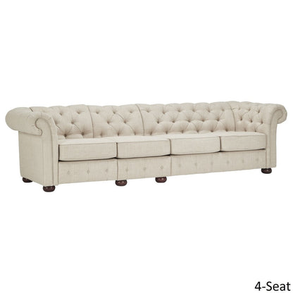 Knightsbridge Beige Linen Tufted Chesterfield Modular Sofa by iNSPIRE Q Artisan
