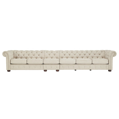 Knightsbridge Beige Linen Tufted Chesterfield Modular Sofa by iNSPIRE Q Artisan