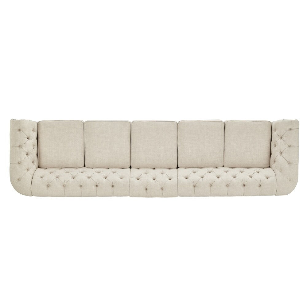 Knightsbridge Beige Linen Tufted Chesterfield Modular Sofa by iNSPIRE Q Artisan