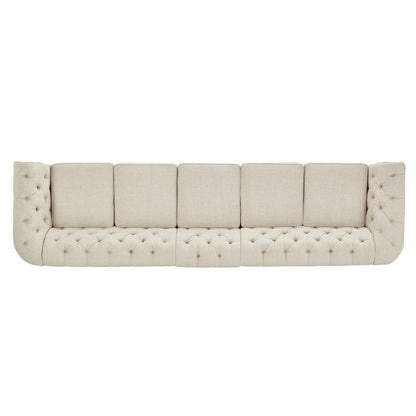 Knightsbridge Beige Linen Tufted Chesterfield Modular Sofa by iNSPIRE Q Artisan