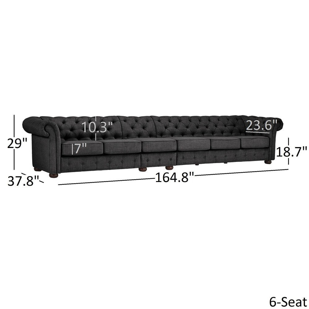 Knightsbridge Grey Extra Long Chesterfield Sofa by iNSPIRE Q Artisan