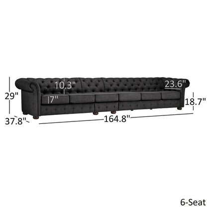 Knightsbridge Grey Extra Long Chesterfield Sofa by iNSPIRE Q Artisan