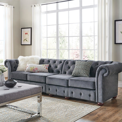 Knightsbridge Grey Extra Long Chesterfield Sofa by iNSPIRE Q Artisan