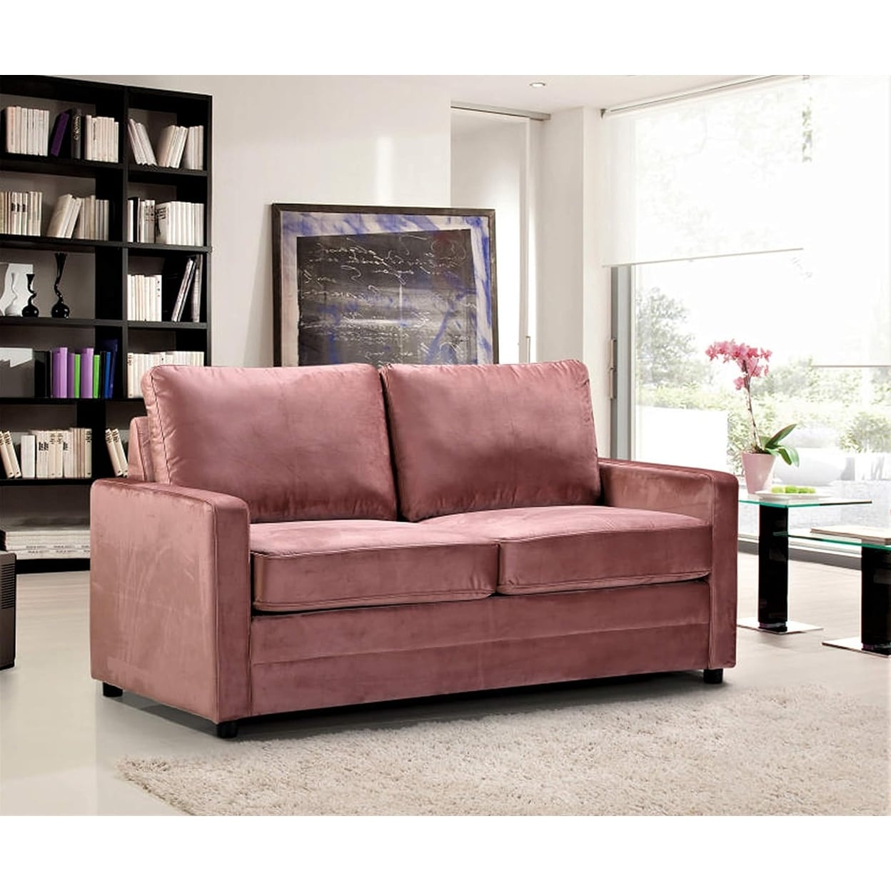 Knightsville Velvet 70 inch Square Arms Sofa Bed