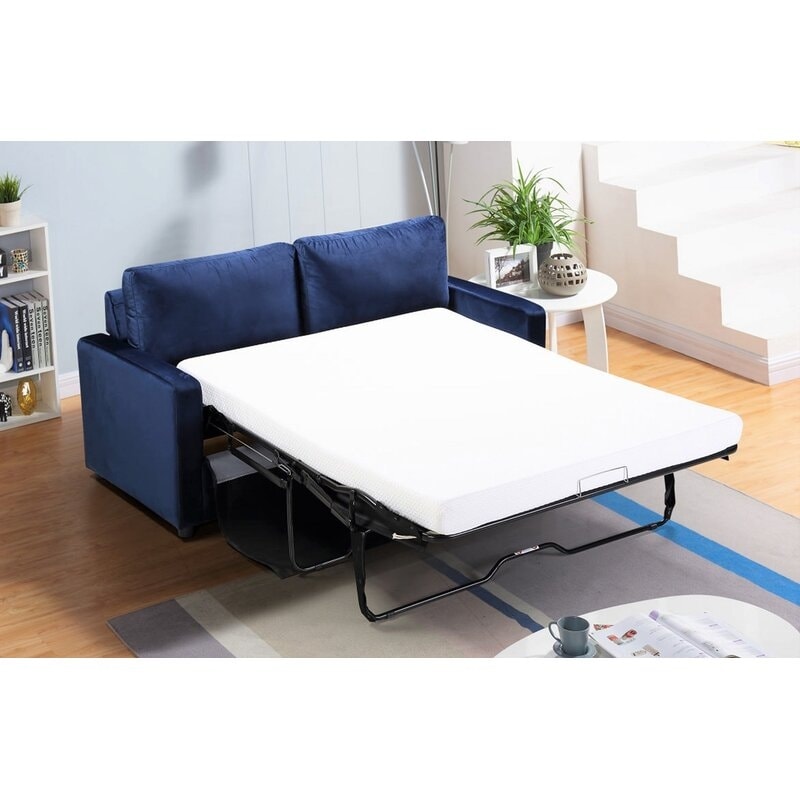 Knightsville Velvet 70 inch Square Arms Sofa Bed