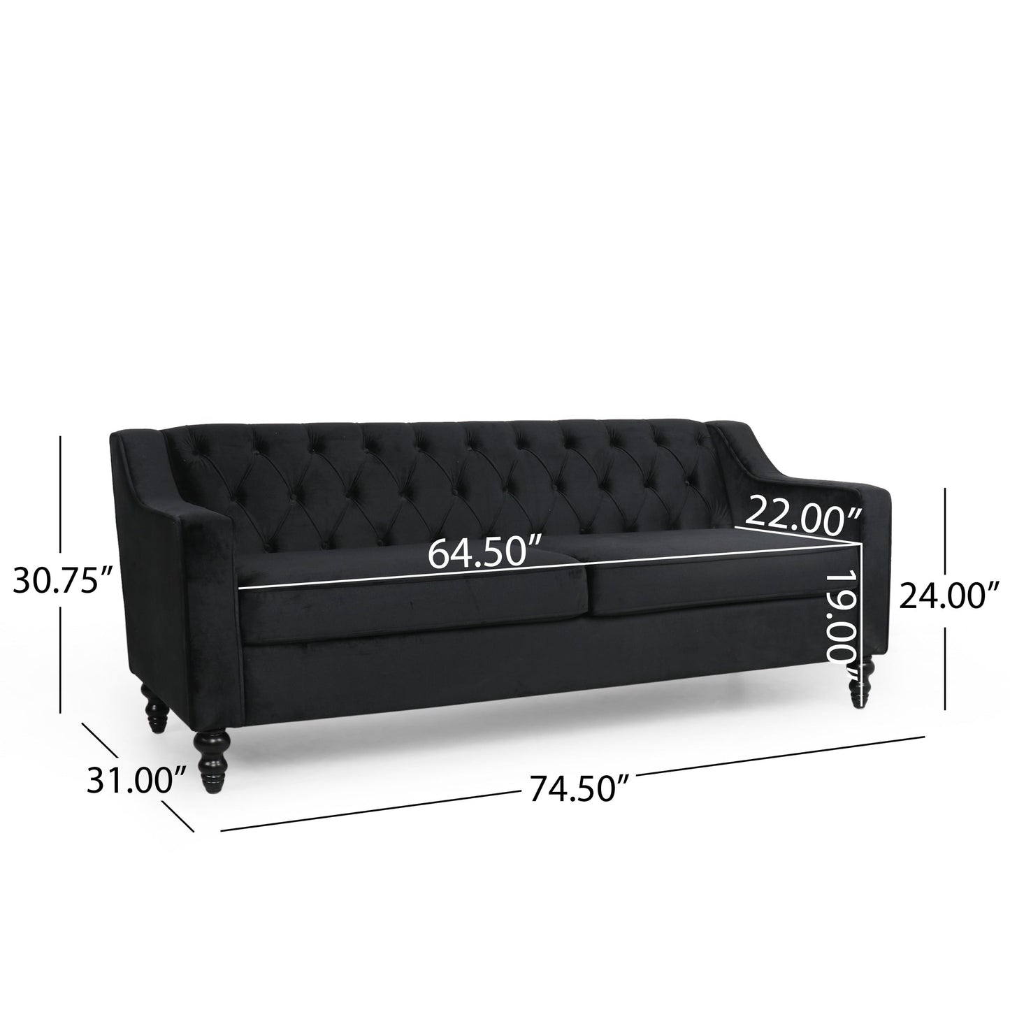 Knouff Tufted Velvet 3-seater Sofa by Christopher Knight Home