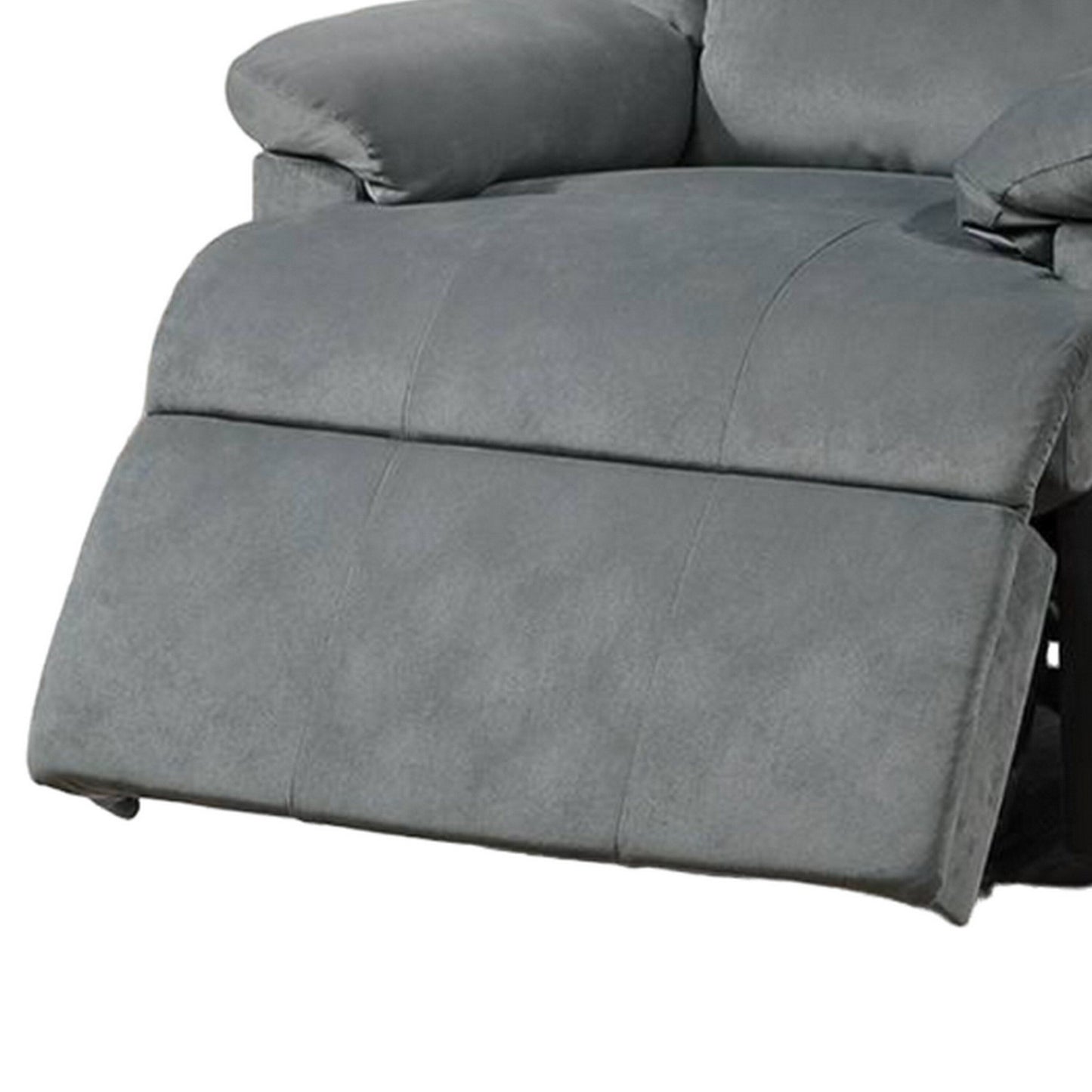 Kori Manual Recliner Chair, Cushioned Dark Gray Velvet, Solid Wood