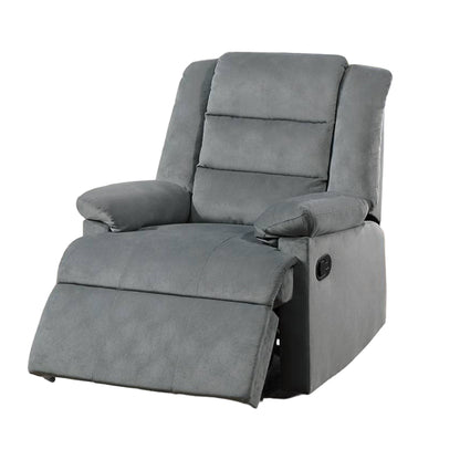 Kori Manual Recliner Chair, Cushioned Dark Gray Velvet, Solid Wood