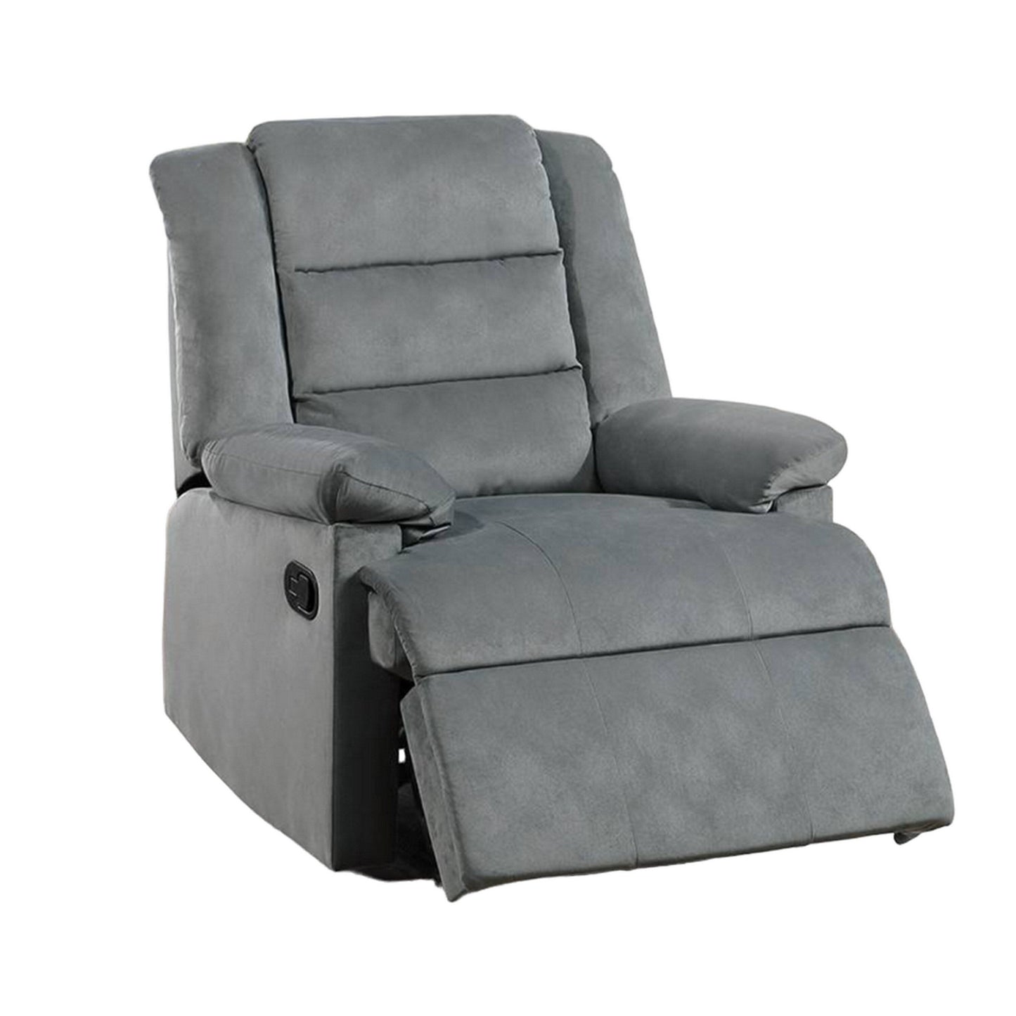 Kori Manual Recliner Chair, Cushioned Dark Gray Velvet, Solid Wood
