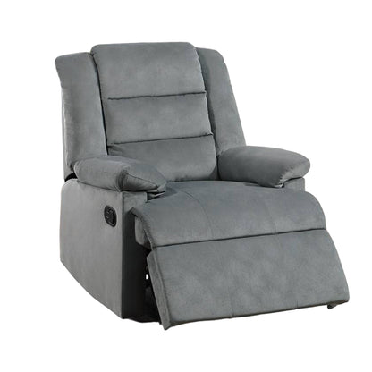 Kori Manual Recliner Chair, Cushioned Dark Gray Velvet, Solid Wood