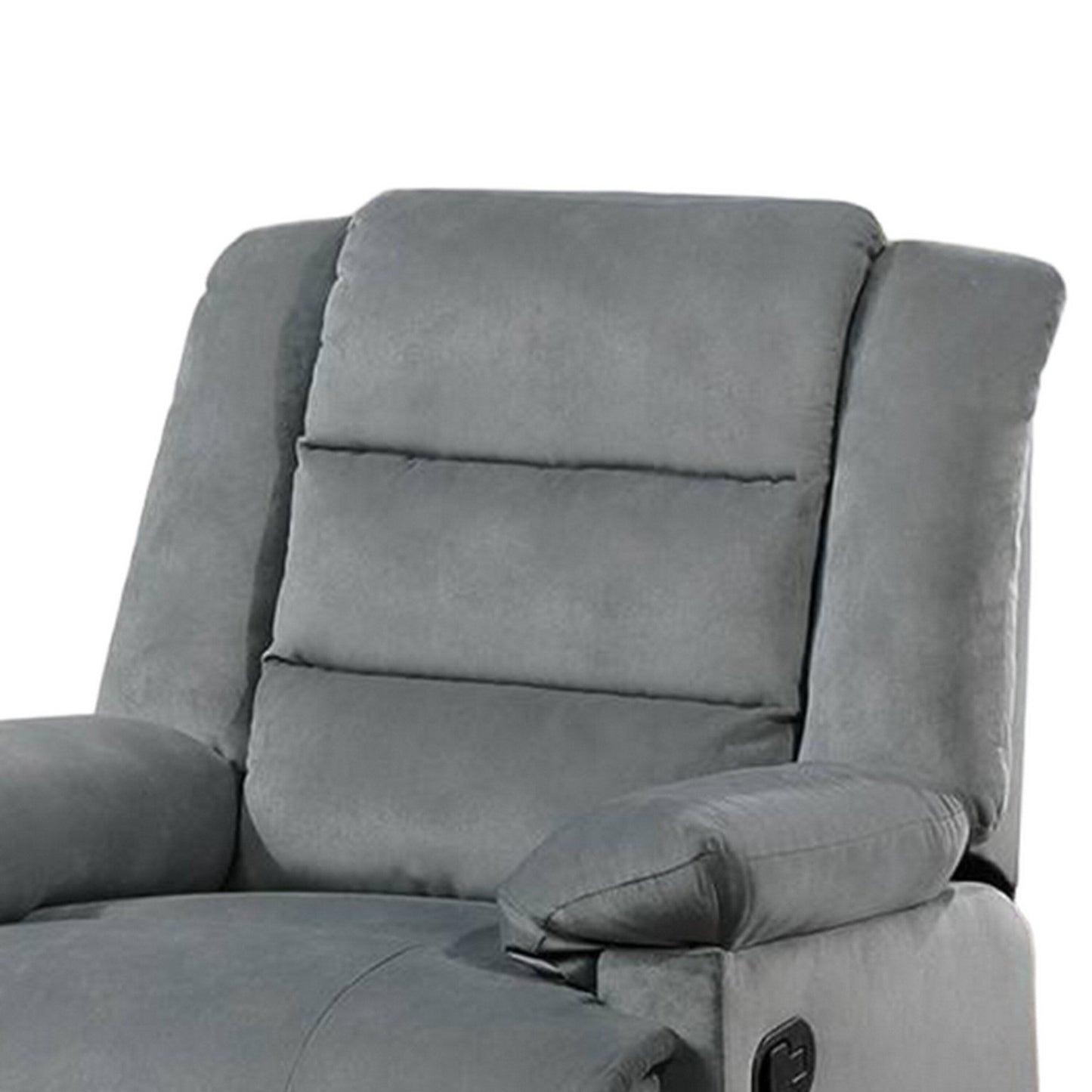 Kori Manual Recliner Chair, Cushioned Dark Gray Velvet, Solid Wood