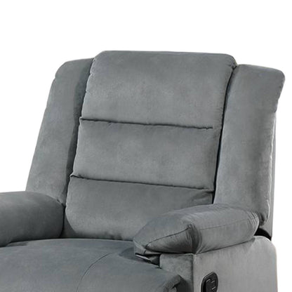 Kori Manual Recliner Chair, Cushioned Dark Gray Velvet, Solid Wood