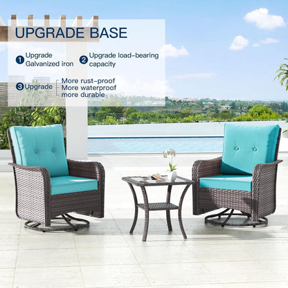 Kullavik 3 Pieces Patio Furniture Set,Outdoor Swivel Rocking Chairs