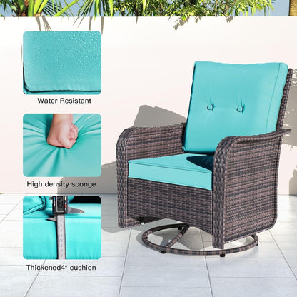 Kullavik 3 Pieces Patio Furniture Set,Outdoor Swivel Rocking Chairs