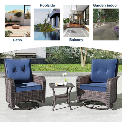 Kullavik 3 Pieces Patio Furniture Set,Outdoor Swivel Rocking Chairs