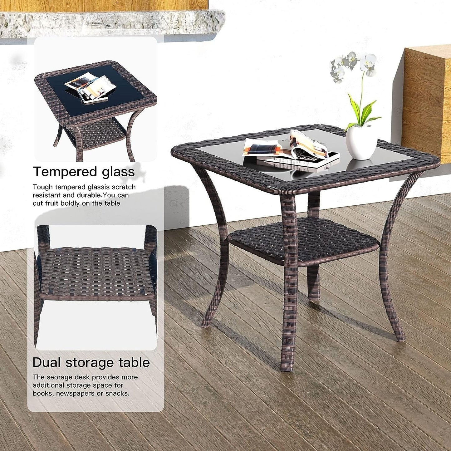 Kullavik 3 Pieces Patio Furniture Set,Outdoor Swivel Rocking Chairs